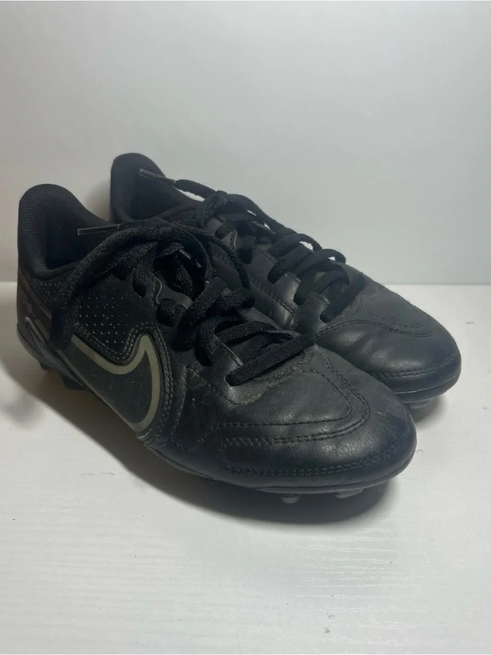 Nike Black Tiempo Soccer Cleats with Silver Swoosh